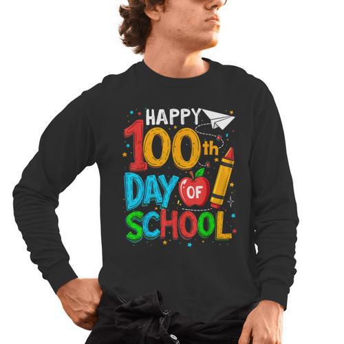 100th Day Of School Teachers Kids Happy 100 Days Men's Long Sleeve T-Shirt - teacherstshirts.com AU