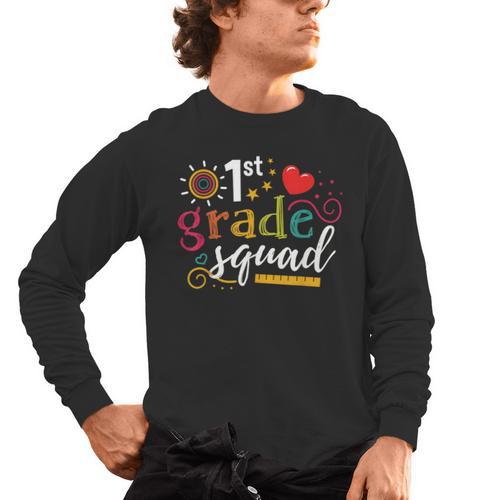 1st First Grade Squad Student Teacher Back To School Men's Long Sleeve T-Shirt - teacherstshirts.com AU