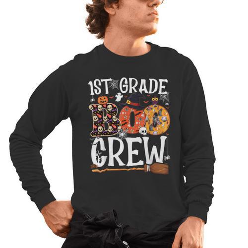 1st Grade Boo Crew Cute Ghost Halloween Teacher Kids Men's Long Sleeve T-Shirt - teacherstshirts.com UK