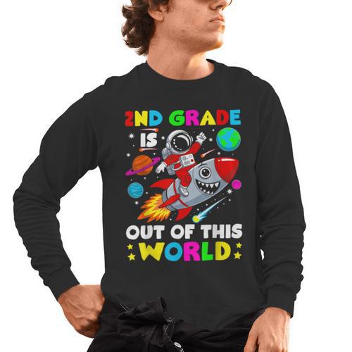 2nd Grade Is Out Of This World Space Rocket Planets Teacher Men's Long Sleeve T-Shirt - teacherstshirts.com UK