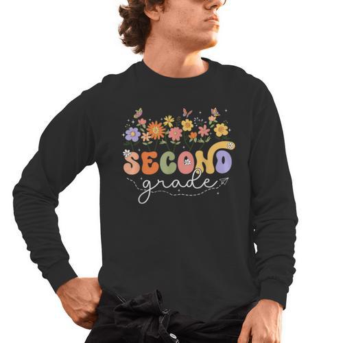 2nd Second Grade Teacher Wildflower Back To School Floral Men's Long Sleeve T-Shirt - teacherstshirts.com DE