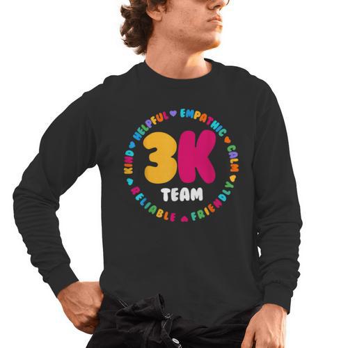 3K Team & Teacher Squad Threes Crew PreK Elementary Team Men's Long Sleeve T-Shirt - teacherstshirts.com DE