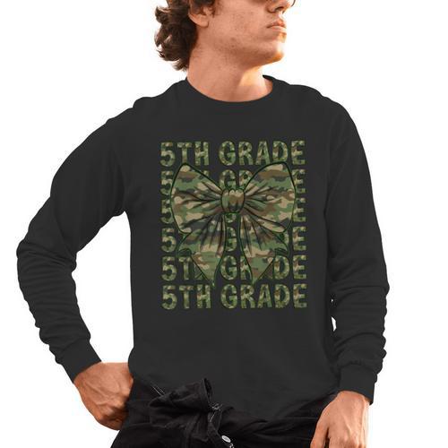 5th Grade Teacher Student Camo Bow Back To School Men's Long Sleeve T-Shirt - teacherstshirts.com