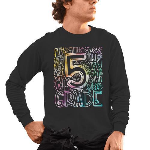 5th Grade Typography Team Fifth Grade Teacher Back To School Men's Long Sleeve T-Shirt - teacherstshirts.com DE