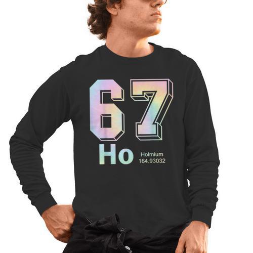67 Ho Holmium Science Teacher Elements Table Six Seven Meme Men's Long Sleeve T-Shirt - teacherstshirts.com