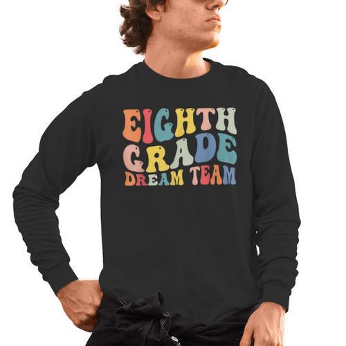 8th Grade Dream Team Teachers Boys Kids Retro Back To School Men's Long Sleeve T-Shirt - teacherstshirts.com CA