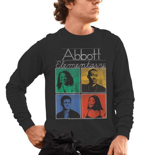 Abbott Elementary Colorful Pop Art Teachers TV Show Men's Long Sleeve T-Shirt - teacherstshirts.com