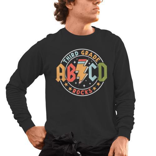 ABCD 3rd Grade Rocks Pencil Lightning Teachers Rock Boys Men's Long Sleeve T-Shirt - teacherstshirts.com UK