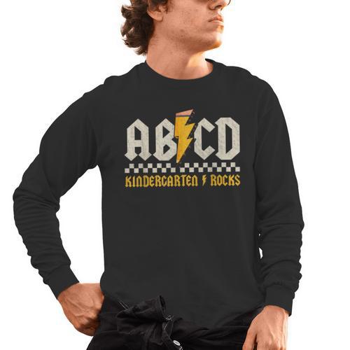 ABCD Kindergarten Rocks Pencil Lightning Students Teachers Men's Long Sleeve T-Shirt - teacherstshirts.com AU
