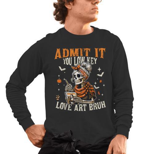Admit It You Low Key Love Art Bruh Halloween Art Teacher Men's Long Sleeve T-Shirt - teacherstshirts.com AU