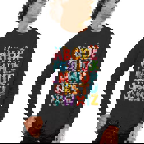 Alphabet A-Z ABC Kids Back To School Pre K Teachers Men&#x27;s Long Sleeve T-Shirt - teacherstshirts.com