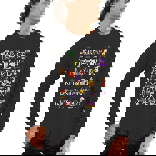 Alphabet ABCs Halloween Characters Kindergarten Teacher Kids Men&#x27;s Long Sleeve T-Shirt - teacherstshirts.com