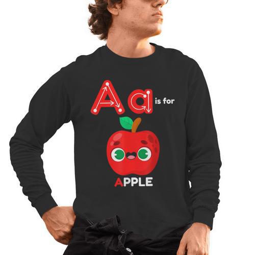 A Is For Apple Pre-K Kindergarten Teacher Student Men's Long Sleeve T-Shirt - teacherstshirts.com UK