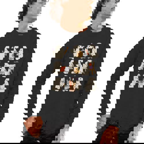 Art Teacher Ghost Halloween Artists Painter Teacher Spooky Men&#x27;s Long Sleeve T-Shirt - teacherstshirts.com