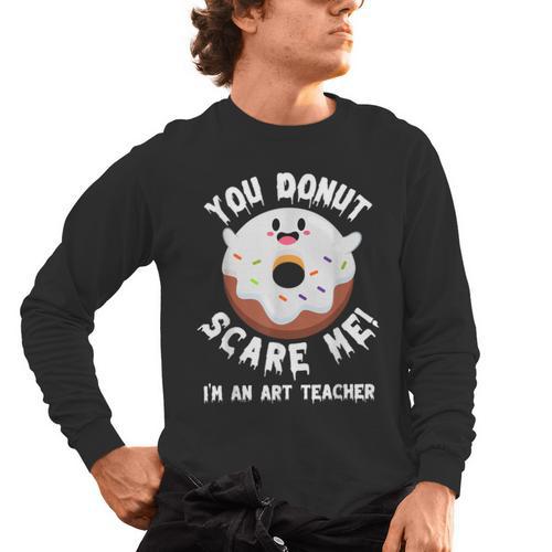 Art Teacher Halloween Donut Lover Costume Kawaii Monster Men's Long Sleeve T-Shirt - teacherstshirts.com
