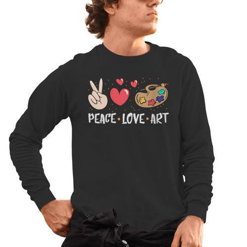 Art Teacher Peace Love Art For Artists And Painters Men's Long Sleeve T-Shirt - teacherstshirts.com CA