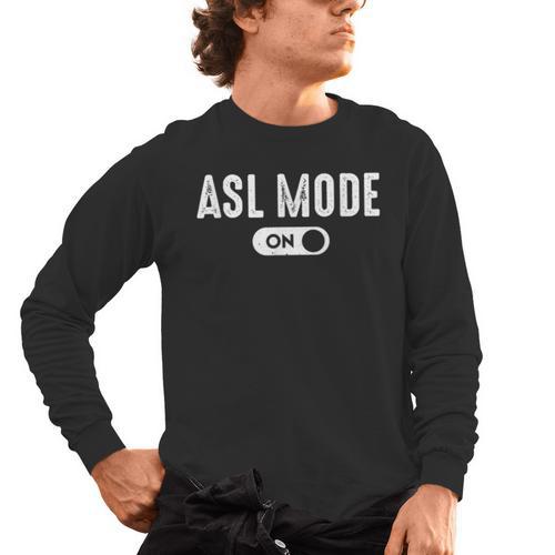 ASL Mode Sign Language Deaf ASL Teacher Men's Long Sleeve T-Shirt - teacherstshirts.com UK