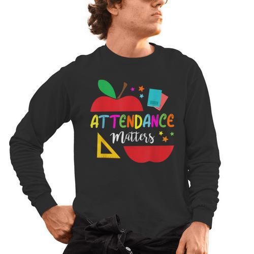 Attendance Matters Teacher Apple For Back To School Men's Long Sleeve T-Shirt - teacherstshirts.com