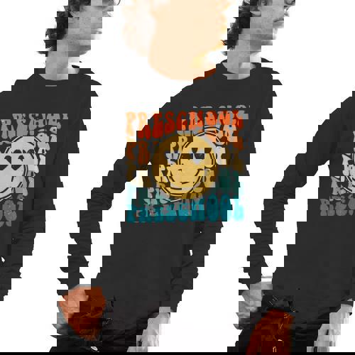 Back To School Groovy Smile Preschool Teachers Students Kids Men&#x27;s Long Sleeve T-Shirt - teacherstshirts.com