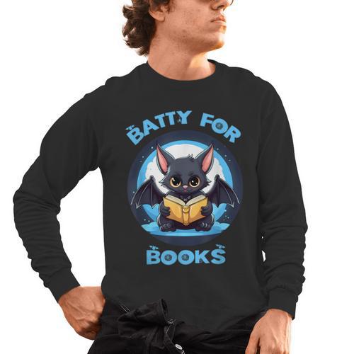Batty About Books Lover Teacher Librarian Bookish Halloween For Men Women Kids Men's Long Sleeve T-Shirt - teacherstshirts.com AU