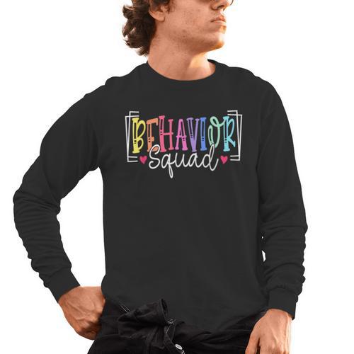 Behavior Squad Therapy Therapists Teachers Behavior Team Men's Long Sleeve T-Shirt - teacherstshirts.com UK