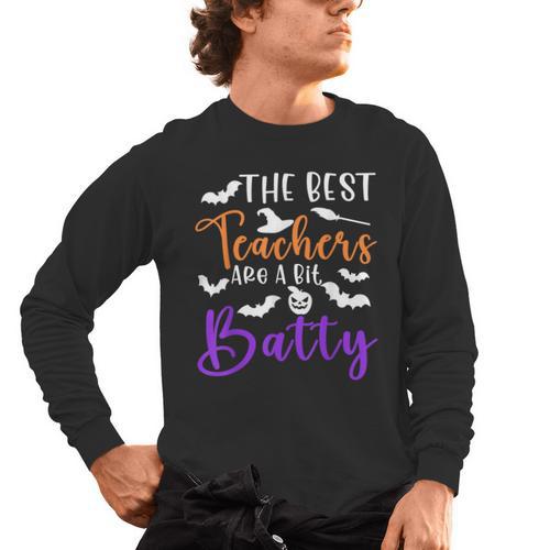 The Best Teachers Are A Bit Batty Teacher Bat Halloween Men's Long Sleeve T-Shirt - teacherstshirts.com AU