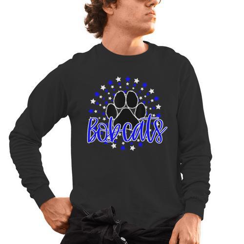 Blue Bobcats School Spirit Coquette Bow Mascot Teacher Men's Long Sleeve T-Shirt - teacherstshirts.com UK