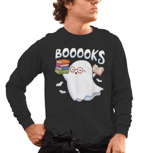 Books Halloween Librarian Teacher Reader Reading Book Lover Men's Long Sleeve T-Shirt - teacherstshirts.com AU