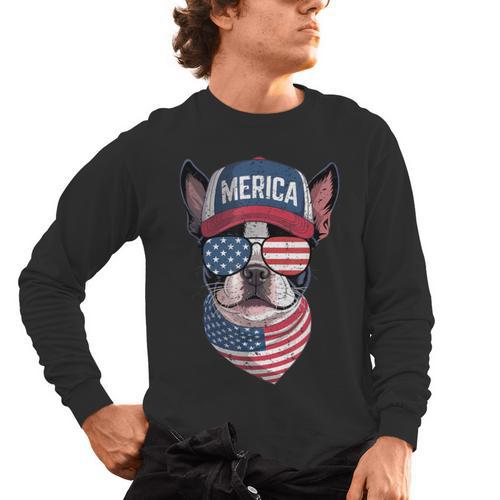 Boston Terrier 4th Of July US Merica Bostie Dog Patriotic For Men Women Kids Men's Long Sleeve T-Shirt - Bostonterriersmerch.com