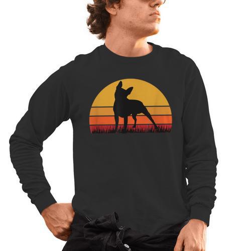 Boston Terrier Bostie Sunset Retro Dog Pet Mom Dad Men's Long Sleeve T-Shirt - Bostonterriersmerch.com