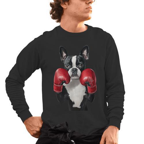 Boston Terrier Boxing Men's Long Sleeve T-Shirt - Bostonterriersmerch.com