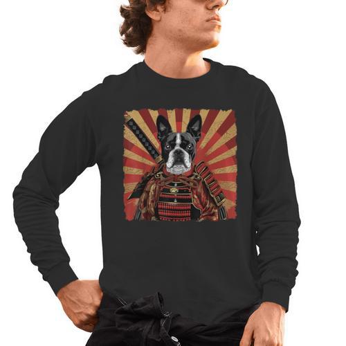Boston Terrier Dog Japanese Art Samurai Ukiyo-e Men's Long Sleeve T-Shirt - Bostonterriersmerch.com