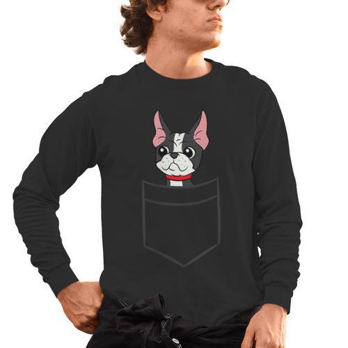 Boston Terrier Dog In The Pocket Boston Terrier For Men Women Girls Kids Men's Long Sleeve T-Shirt - Bostonterriersmerch.com
