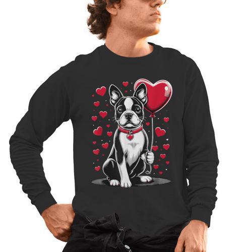 Boston Terrier Dog Valentine's Day Dog Owner Valentine Men's Long Sleeve T-Shirt - Bostonterriersmerch.com
