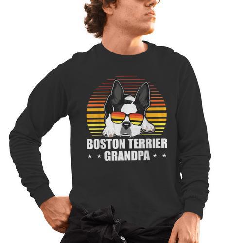 Boston Terrier Grandpa Dog Owner Boston Terrier Men's Long Sleeve T-Shirt - Bostonterriersmerch.com