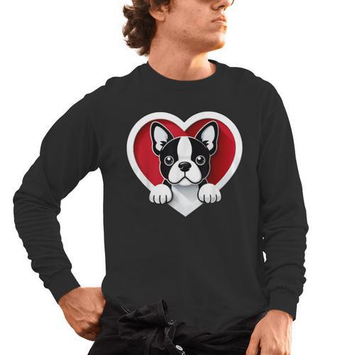 Boston Terrier Heart Cute Puppy Lover Or Dog Owner Men's Long Sleeve T-Shirt - Bostonterriersmerch.com