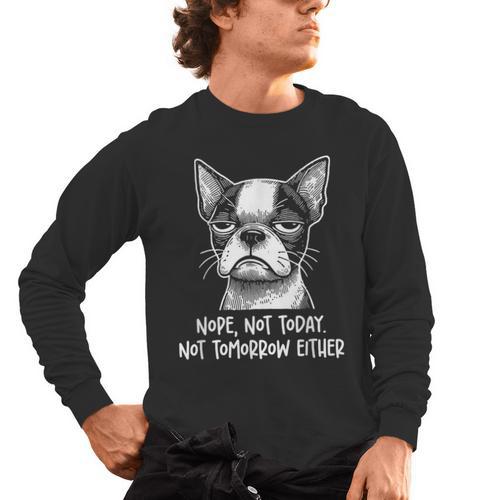 Boston Terrier Nope Not Today Not Tomorrow Either Sarcastic Men's Long Sleeve T-Shirt - Bostonterriersmerch.com