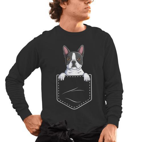Boston Terrier In The Pocket Cute Boston Terrier Dog Lovers For Men Women Girls Kids Men's Long Sleeve T-Shirt - Bostonterriersmerch.com