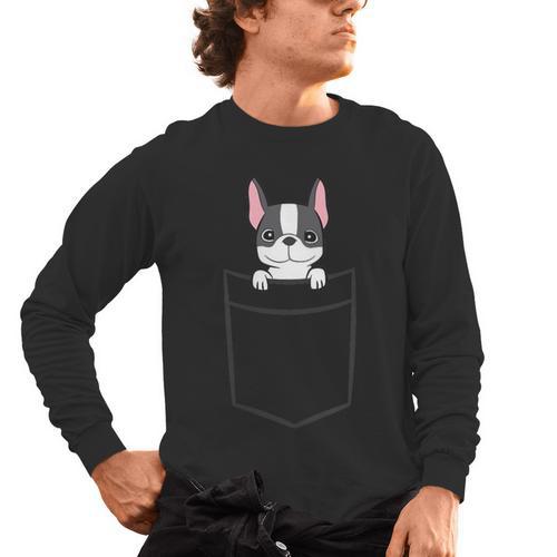 Boston Terrier In The Pocket Cute Boston Terrier Dog For Men Women Girls Kids Men's Long Sleeve T-Shirt - Bostonterriersmerch.com