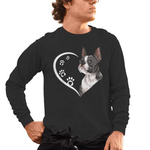 Boston Terrier Shirts For Women Girls Kids Heart Cute Men's Long Sleeve T-Shirt - Bostonterriersmerch.com