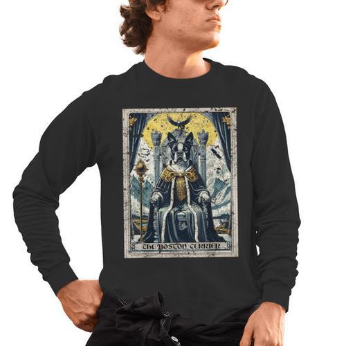 Boston Terrier Tarot Card Dog Men's Long Sleeve T-Shirt - Bostonterriersmerch.com