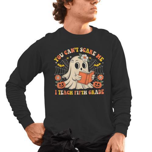 You Can't Scare Me I Teach Fifth Grade Halloween Teacher Men's Long Sleeve T-Shirt - teacherstshirts.com DE