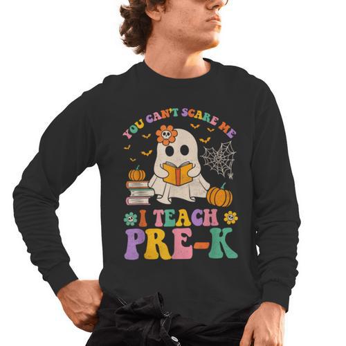 You Can't Scare Me I Teach Pre-k Teacher Halloween Ghost Men Women Kids Men's Long Sleeve T-Shirt - teacherstshirts.com