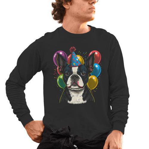Celebration Event Birthday Party Boston Terrier Men's Long Sleeve T-Shirt - Bostonterriersmerch.com CA