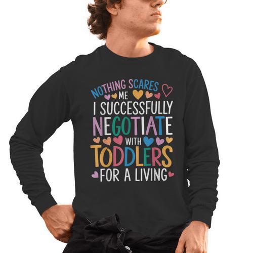 Childcare Teacher Negotiate With Toddlers Daycare Provider Men's Long Sleeve T-Shirt - teacherstshirts.com AU