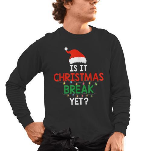 Is It Christmas Break Yet Teacher Xmas Winter Saying Men's Long Sleeve T-Shirt - teacherstshirts.com AU