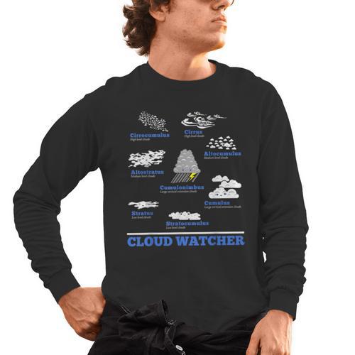 Cloud Watcher Cloud Types Science Student Teacher Cute Faces Men's Long Sleeve T-Shirt - teacherstshirts.com UK