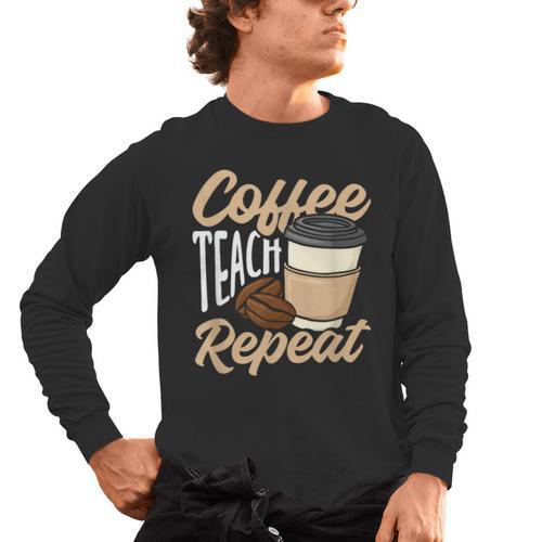 Coffee Teach Repeat Teacher Men's Long Sleeve T-Shirt - teacherstshirts.com AU