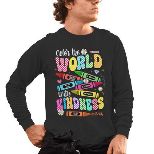 Color The World With Kindness Teacher Back To School Men's Long Sleeve T-Shirt - teacherstshirts.com AU