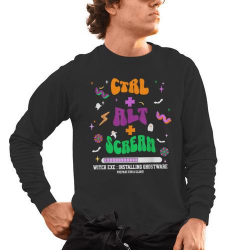 Computer Teacher Spooky Halloween Technology STEM Engineer Men's Long Sleeve T-Shirt - teacherstshirts.com AU